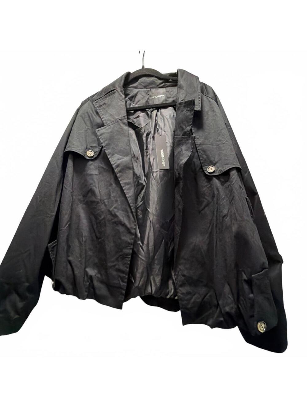 Fashion Nova Women's Black Bomber Jacket Size L New with Tags
